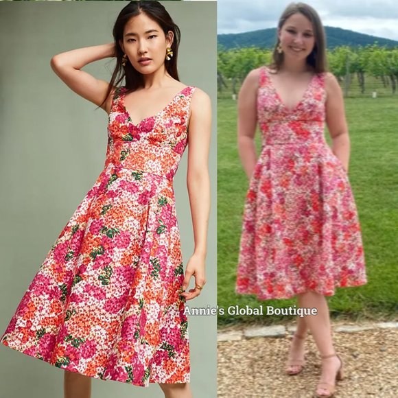 NWT, Anthropologie Monique Lhuillier Riona Embroidered Dress - Picture 6 of 16